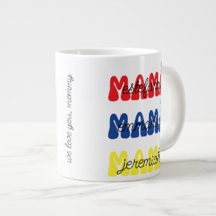 Mother's Day Gift Mamá Retro Kids Names Large Coffee Mug