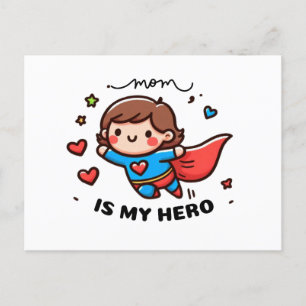 Mother's Day Gift Mum Is My Hero Invitation Postcard