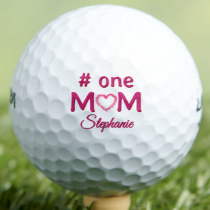 Mothers Day Gift #One MOM Pink Personalised Golf B Golf Balls