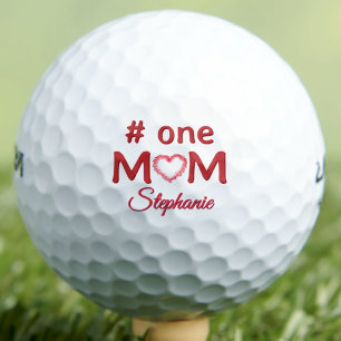 Mothers Day Gift #One MOM Red Personalised Golf Balls