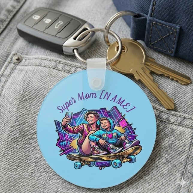Mother's Day Gift Personalized Neon Mom Son Keyrin Key Ring (Creator Uploaded)