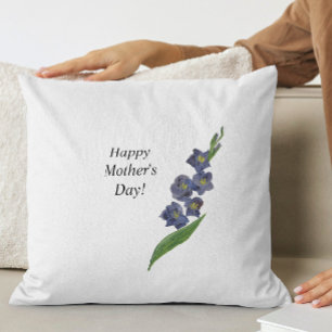 Mother's Day gift purple lily flower watercolor Cushion