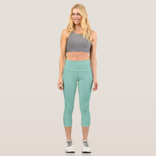 Mother's Day Gift Tiny Daisies On Mint Capri Leggings