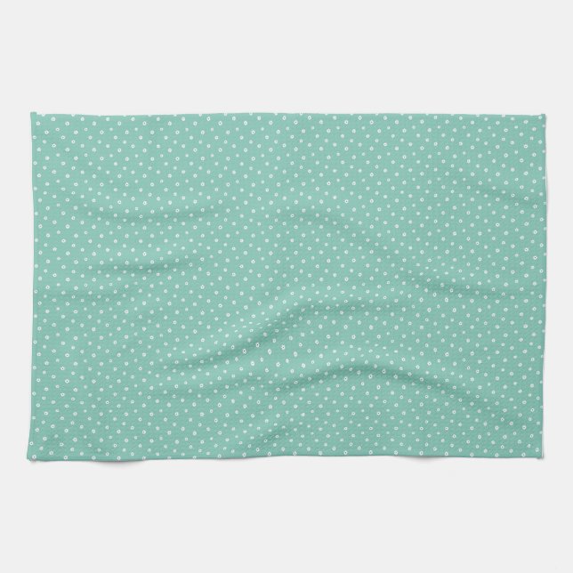 Mother's Day Gift | Tiny Daisies On Mint Tea Towel (Horizontal)