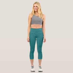 Mother's Day Gift Tiny Daisies On Teal Capri Leggings