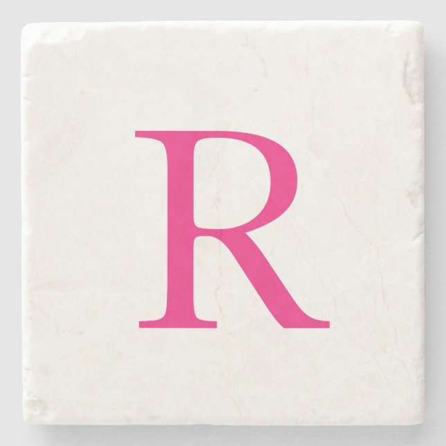 Mother's Day Gifts Birthdays Pink Monogram Name  Stone Coaster (Front)