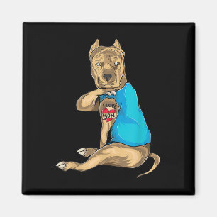 Mothers Day Gifts Funny Dog Pitbull I Love Mum Tat Magnet
