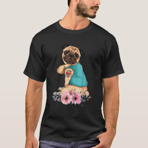 Mother's Day Gifts Funny Dog Pug I Love Mom Tattoo T-Shirt