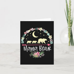 Mothers Day Gifts Mama Bear With 2 Cubs Cute Flowe Card