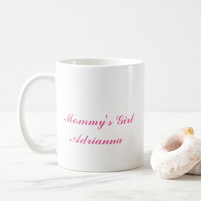 Mother's Day Gifts Mummy's Girl Pink White Classy Coffee Mug (With Donut)