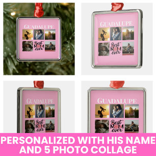 Mothers Day Gifts Photo Collage Monogrammed Scrip Metal Tree Decoration