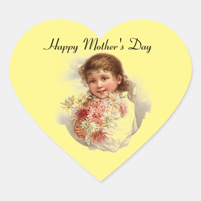 Mother's Day Girl With Flowers Stickers (Front)