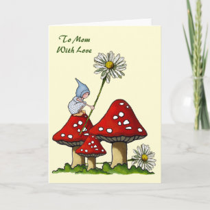 Mother's Day: Gnome on Toadstool, Daisy: Art Card