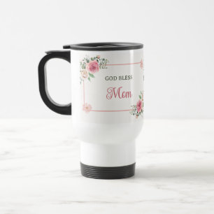 Mother's Day God Bless Mum – Watercolor Floral Travel Mug
