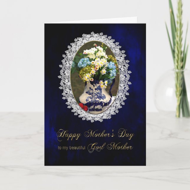 MOTHER'S DAY - GOD MOTHER - VINTAGE LACE CARD (Front)