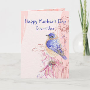 Mother's Day Godmother Bluebird Garden Bird Card