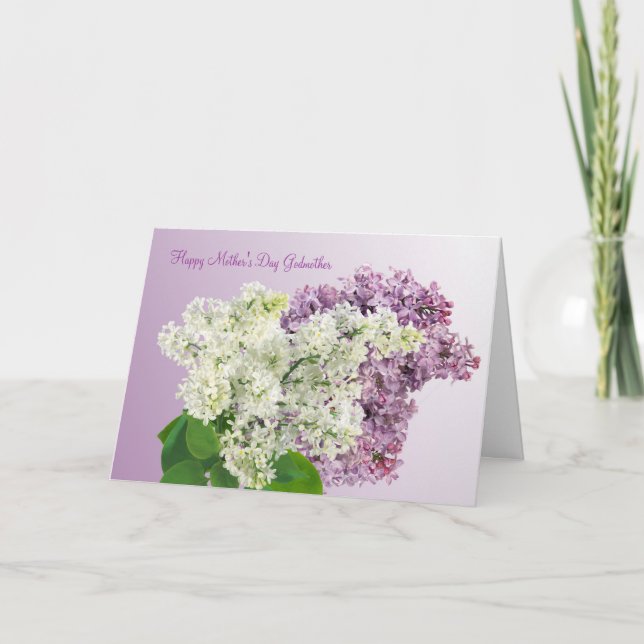 Mother's Day. Godmother. Lilac flowers Card (Front)