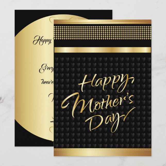 Mother's Day Gold Lettering Elegant Black Luxury Invitation (Front/Back)