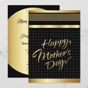 Mother's Day Gold Lettering Elegant Black Luxury Invitation