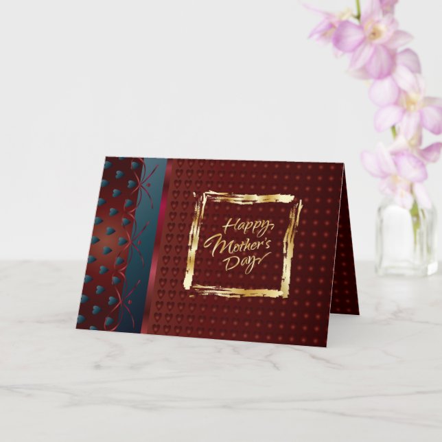 Mother's Day Gold Lettering Elegant Purple Hearts Card (Orchid)