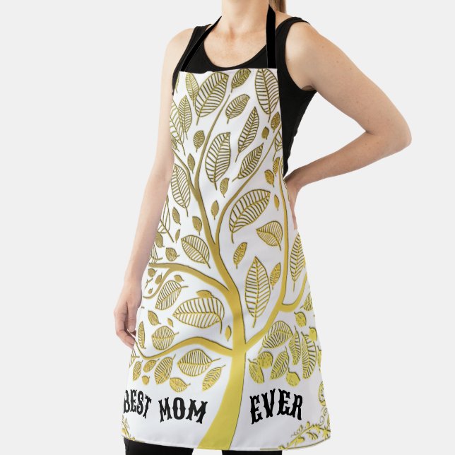 Mother's Day Gold Tree Of Life Best Mum Ever Chef Apron (Insitu)
