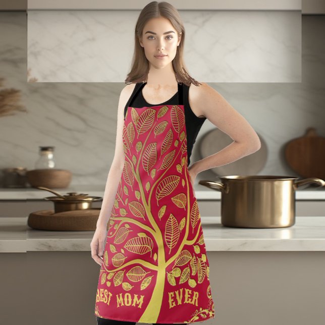 Mother's Day Gold Tree Of Life Best Mum Ever Chef Apron (Mother's Day Gold Tree Of Life Best Mom Ever Chef Apron)