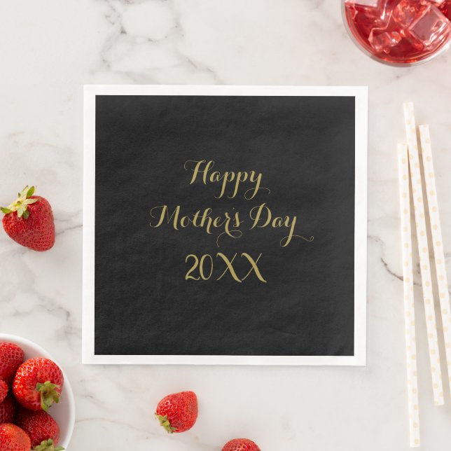 Mother's Day Golden Gold Black Elegant 2023 Napkin (Insitu)