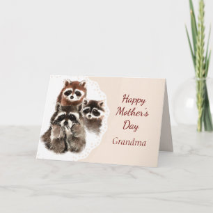Mother's Day Grandma Cute Racoon Family Animal Card