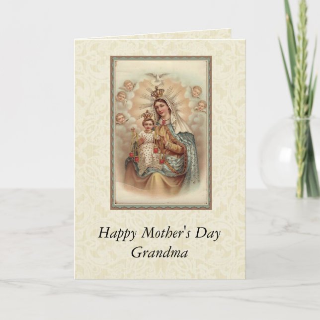 Mother's Day Grandma Virgin Mary Child Jesus Card (Front)