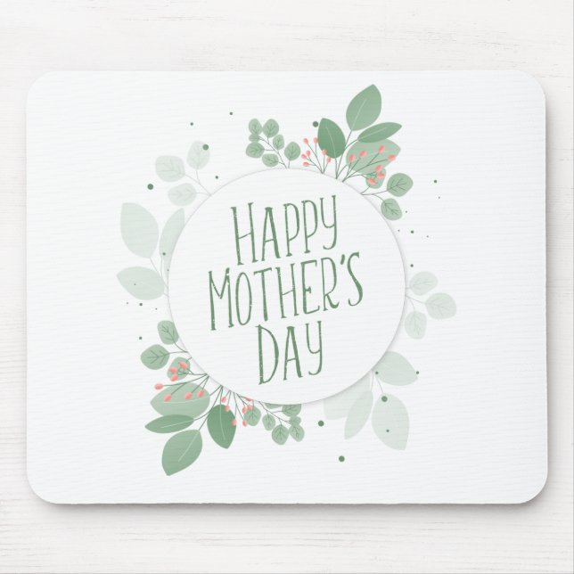 Mother's Day Green Leaves Wreath | Mousepad (Front)