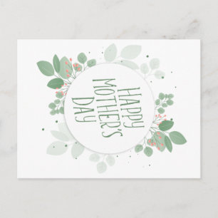 Mother's Day Green Leaves Wreath   Postcard