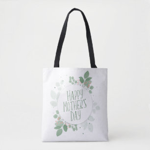 Mother's Day Green Leaves Wreath   Tote Bag