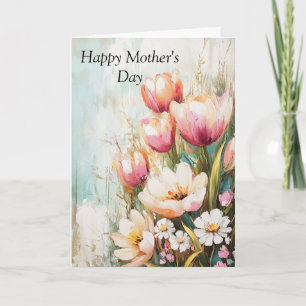 Mother's Day Greeting card with pastel tulips