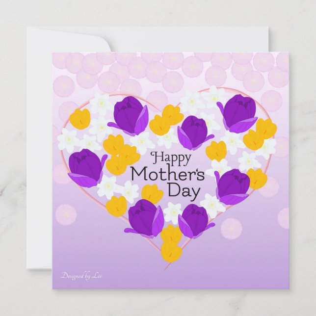 Mother's Day greeting card with spring flowers  (Front)