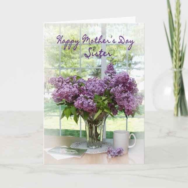 Mother's Day Greeting - Sister - Lilacs Card (Front)