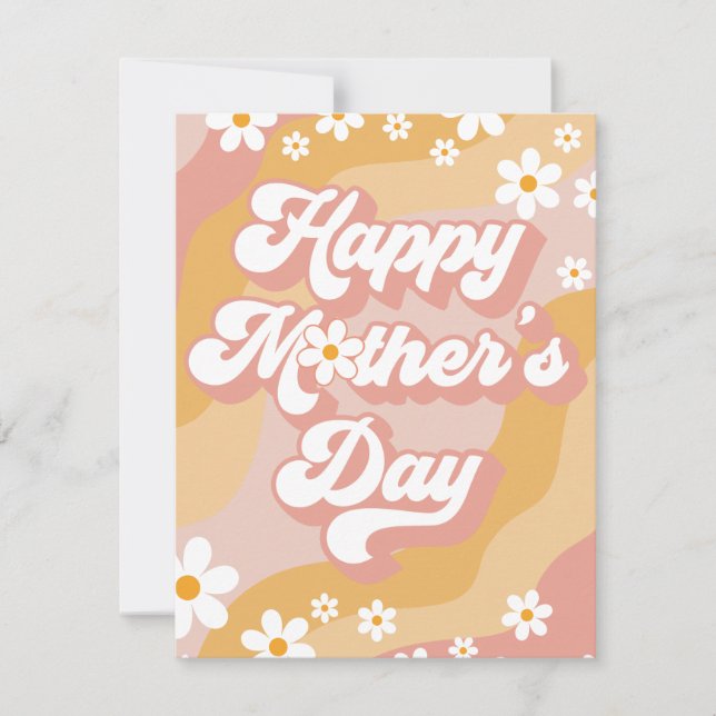Mother's Day Groovy Daisy Holiday Card (Front)