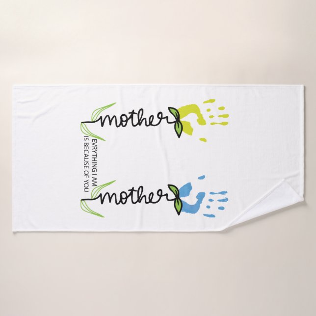 Mothers Day Handprint Personalised Bath Towel Set (Bath Towel)