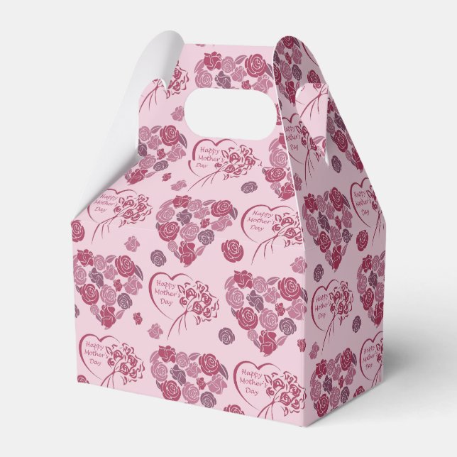 Mother's Day Heart Bouquet Pattern Favour Box (Front Side)