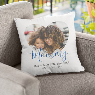 Mothers Day Heart Photo Keepsake  Throw Pillow