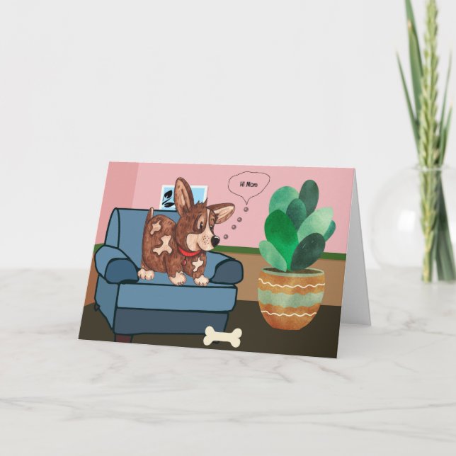 Mother's Day Humourous Card from Corgi Dog (Front)