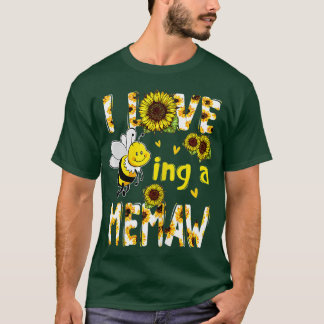 Mothers Day I Love Being A Memaw Sunflower Bee  T-Shirt