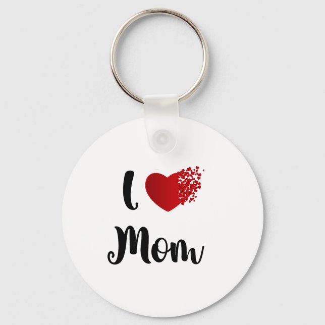 Mother's Day I Love Mom Heart Explosion Gift  Key Ring (Front)