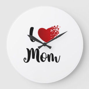 Mother's Day I Love Mom Heart Explosion Gift  Large Clock