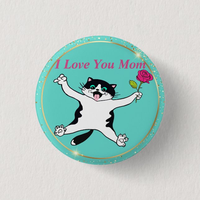 Mother's Day I Love You Mum Cat Mum 3 Cm Round Badge (Front)