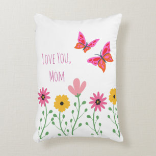 Mothers Day,I Love You Mum,Flowers Pattern Decorative Cushion
