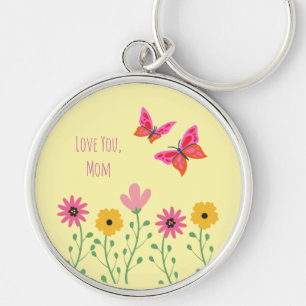 Mothers Day,I Love You Mum,Flowers Pattern   Key Ring