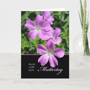 Mother's Day in German, Muttertag, Purple Geranium Card
