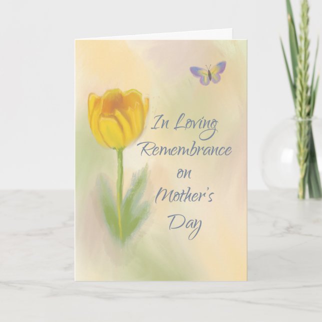 Mothers Day In Remembrance Watercolor Flower Card (Front)