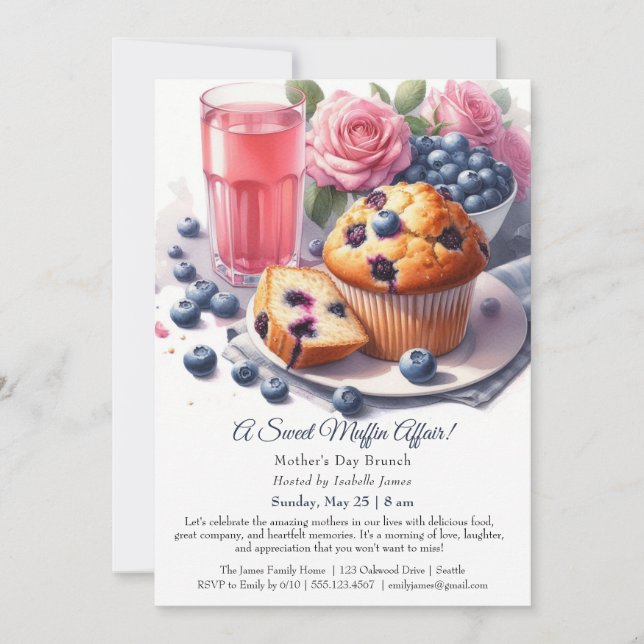 Mother's day Invitation Cupcake themed (Front)
