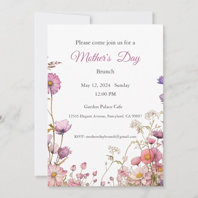 Mother's Day Invitation, Mother's Day Brunch Lunch Invitation (Front)